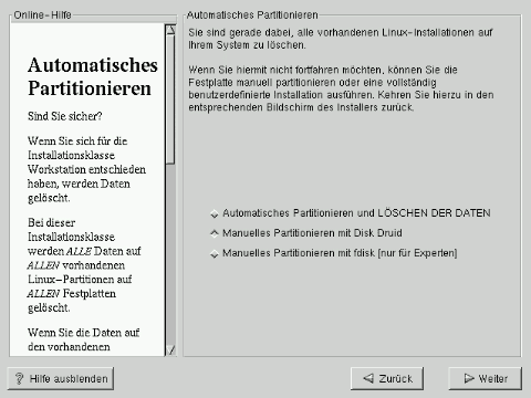 Automatische Partitionierung