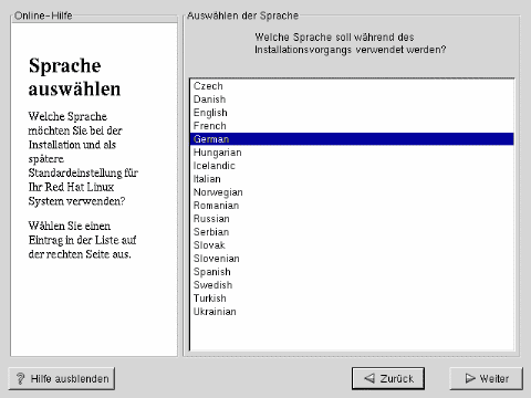 Sprachauswahl