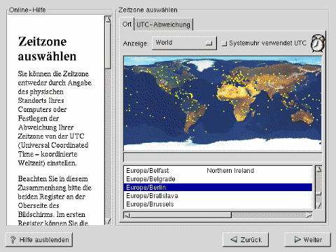 Einstellung der Zeitzone