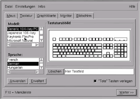Sax(1): Tastaturkonfiguration